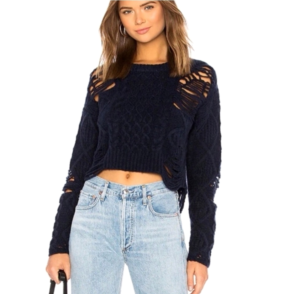 NSF Sweater Presley Distressed‎ Navy Cotton